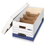 BOX, STORAGE, FELLOWES STOR / FILE, Extra Strength, Letter, Locking Lid, White / Blue, 12 / Carton