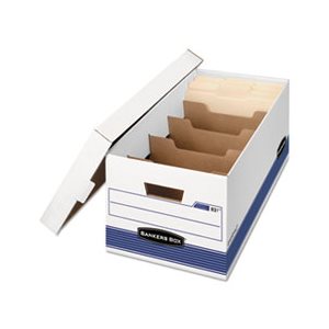 BOX, STORAGE, FELLOWES STOR / FILE, Extra Strength, Letter, Locking Lid, White / Blue, 12 / Carton