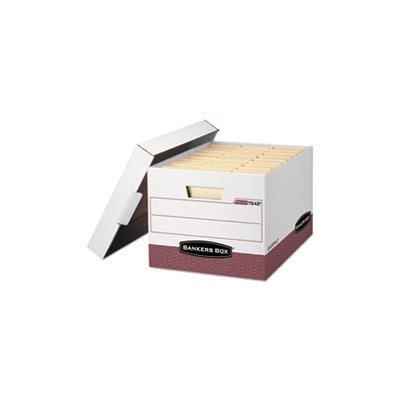 BOX, STORAGE, FELLOWES R-KIVE, Letter / Legal, Locking Lid, White / Red 12 / Carton