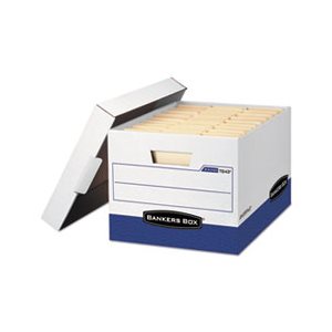 BOX, STORAGE, FELLOWES R-KIVE, Max, Letter / Legal, Locking Lid, White / Blue, 4 / Carton