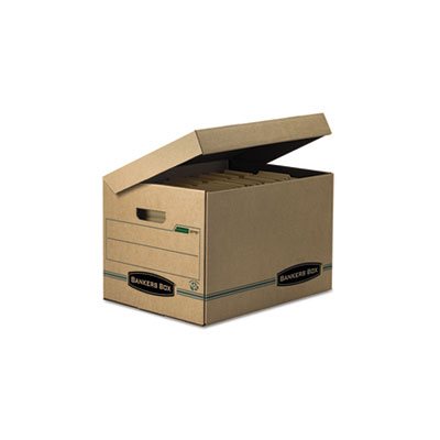 BOX, STORAGE, FELLOWES STOR / FILE, Letter / Legal, Attached Lid, Kraft / Green, 12 / Carton