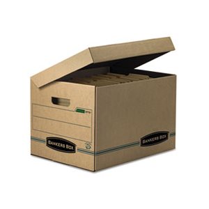 BOX, STORAGE, FELLOWES STOR / FILE, Letter / Legal, Attached Lid, Kraft / Green, 12 / Carton