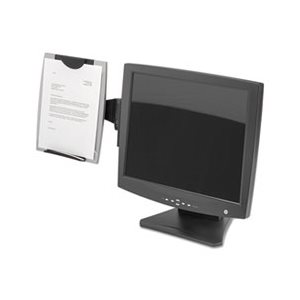 COPYHOLDER, FELLOWES, MONITOR MOUNT, Office Suites, PLASTIC, Holds 150 Sheets, Black / Silver