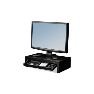 MONITOR STAND, RISER, FELLOWES, Adjustable, W /  Storage Tray, 16" x 9.375" x 6", Black Pearl