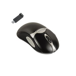 MOUSE, Optical, Cordless, Antimicrobial, Five-Button / Scroll, Black / Silver