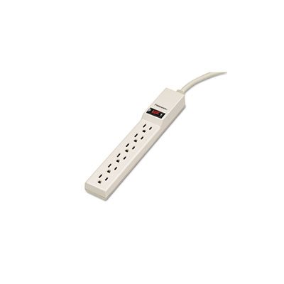 POWER STRIP, Six-Outlet, 120V, 4ft Cord, 10.875" x 1.875" x 1.625", Platinum