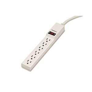 POWER STRIP, Six-Outlet, 120V, 4ft Cord, 10.875" x 1.875" x 1.625", Platinum