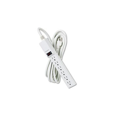 POWER STRIP, Six-Outlet, 120V, 15ft Cord, 10.875" x 1.875" x 1.625", Platinum