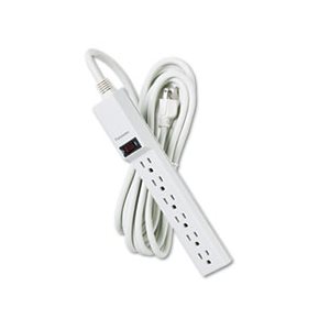 POWER STRIP, Six-Outlet, 120V, 15ft Cord, 10.875" x 1.875" x 1.625", Platinum