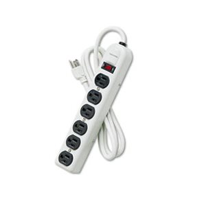 POWER STRIP, Six-Outlet, 120V, 6ft Cord, 12.1875" x 2.5" x 1.375", Platinum