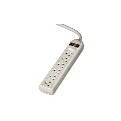 POWER STRIP, Six-Outlet, 120V, 6ft Cord, 9.625" x 1.8125" x 1.4375", Platinum