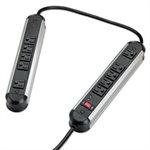 SURGE PROTECTOR, SPLIT, METAL, 10 Outlets, 6 ft Cord, 1250 Joules, Black / Silver