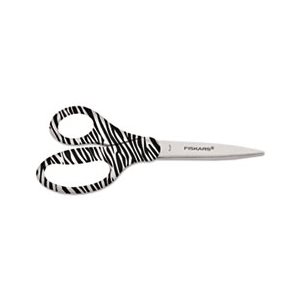 SCISSORS, 8", Designer, Zebra, w / Recycled Handles