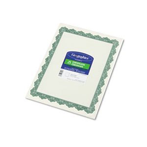 CERTIFICATES, Parchment Paper, 8.5" x 11", Optima Green Border, 25 / Pack