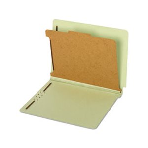 CLASSIFICATION FOLDERS, Pressboard, End Tab, Four Sections, Letter, Green, 10 / Box