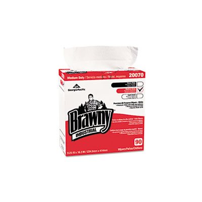 WIPES, Medium-Duty, Premium, 9.25" x 16.375", White, 90 / Box