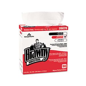 WIPES, Medium-Duty, Premium, 9.25" x 16.375", White, 90 / Box