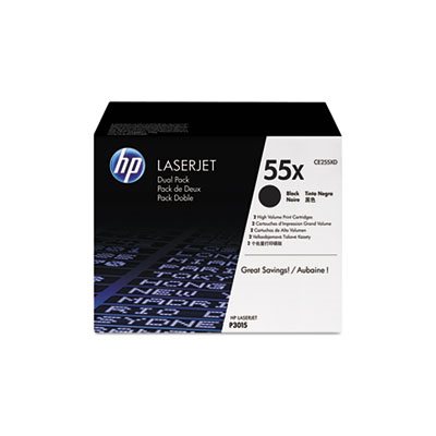 CARTRIDGE, TONER, LASERJET, HP 55X, (CE255X-D), 2-pack, High Yield, Black, Original