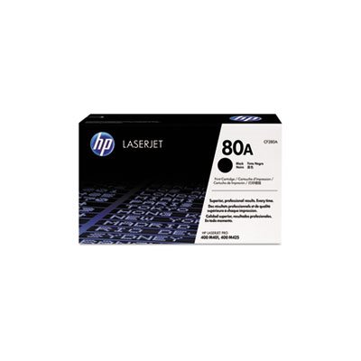 CARTRIDGE, HP 80A TONER, LASERJET, (CF280A), Black, Original 