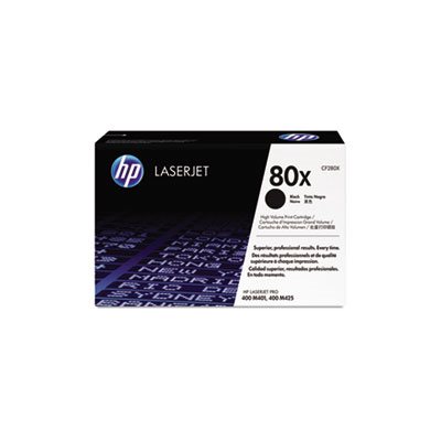 CARTRIDGE, TONER, LASERJET, HP 80X, (CF280X), High Yield, Black, Original 