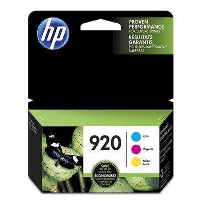 CARTRIDGE, HP 920 INK COMBO,  #140  PACK CYAN, MAGENTA YELLO