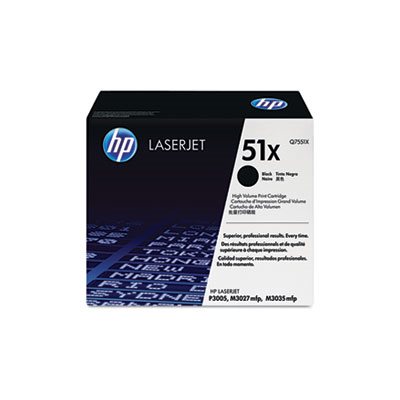 CARTRIDGE, TONER, LASERJET, HP 51X, (Q7551X), High Yield, Black, Original 