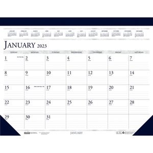 Recycled Two-Color Monthly Desk Pad Calendar, 22 x 17, 2023