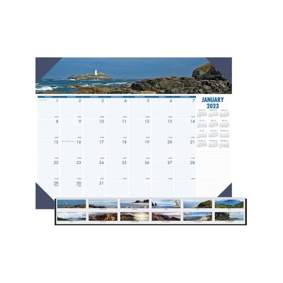 CALENDAR, DESK PAD, Recycled, Coastlines, Photographic, Monthly, 22" x 17", 2023