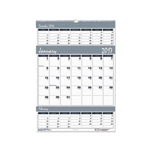 Recycled Bar Harbor Three-Months-per-Page Wall Calendar, 12 x 17, 2022-24