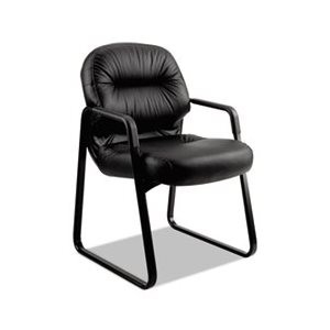 2090 Pillow-Soft Series Leather Guest Arm Chair, Black