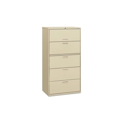 FILING CABINET, 500 Series, Five-Drawer, Lateral File, 36"w x 19.25"d x 67"h, Putty