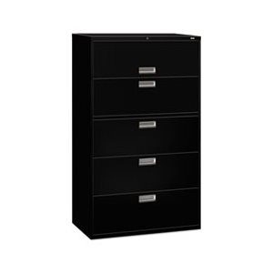 FILING CABINET, 600 Series, Five-Drawer, Lateral File, 42"w x 19.25"d, Black
