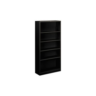 BOOKCASE, Metal, Five-Shelf, 34.5"w x 12.625"w x 71"h, Black