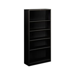 BOOKCASE, Metal, Five-Shelf, 34.5"w x 12.625"w x 71"h, Black