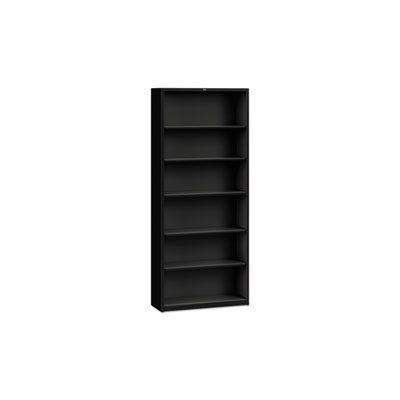 BOOKCASE, Metal, Six-Shelf, 34.5"w x 12.625"d x 81.125"h, Black