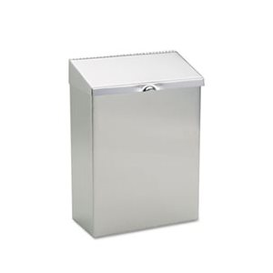 RECEPTACLE, Sanitary Napkin DISPOSAL, WALL MOUNT, 8" x 4" x 11", Stainless Steel