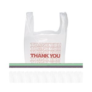 BAGS, "Thank You", Handled, 11.5" x 21", Polyethylene, White, 900 / Carton