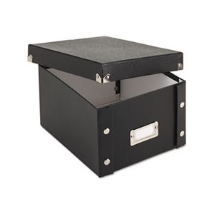 FILE BOX, INDEX CARD, Collapsible, Holds 1,100 5 x 8 Cards, Black