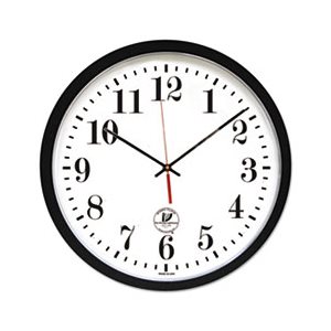 CLOCK, Atomic, Slimline, Contemporary, 16.5", Black