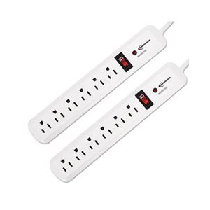 Surge Protector, 6 Outlets, 4' Cord, 540 Joules, White, 2 / PACK