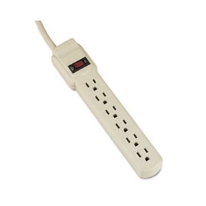 POWER STRIP, 6 OUTLETS, 4' Cord, 1.938" x 10.188" x 1.938", Ivory