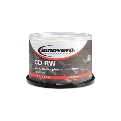 CD-RW Discs, Rewritable, 700MB / 80min, 12x, Spindle, Silver, 50 / Pack