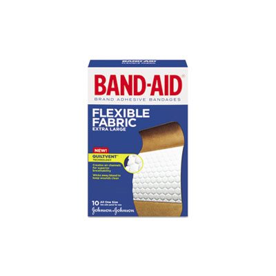 BANDAGES, BAND-AID, Flexible Fabric, Extra Large, Adhesive, 1.25" x 4", 10 / Box