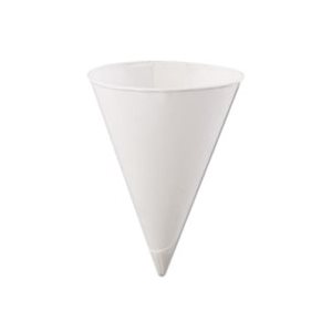 CUPS, PAPER CONE, Rolled-Rim, 4.5oz, White, 200 / Bag, 25 Bags / Carton