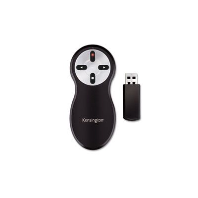 Wireless Presenter Remote with Red Laser Pointer, Class 2, Black / Silver