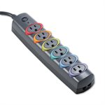 SURGE PROTECTOR, SmartSockets, STRIP, Color-Coded, 6 Outlets, 6' Cord, 670 Joules