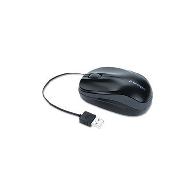 MOUSE, Pro Fit, Optical, Retractable Cord, Two-Button / Scroll, Black