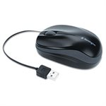 MOUSE, Pro Fit, Optical, Retractable Cord, Two-Button / Scroll, Black