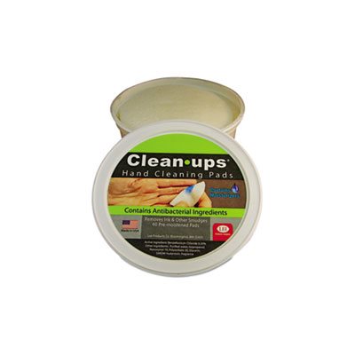 WIPES, Clean-Ups, Hand Cleaning Pads, Cloth, 3" dia, 60 / Tub