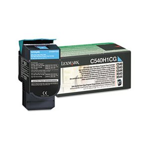 CARTRIDGE, TONER, LEXMARK, C540H1CG, High-Yield Toner, 2000 Page-Yield, Cyan